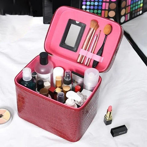 Petit Vanity Rigide pour Maquillage Bordeaux