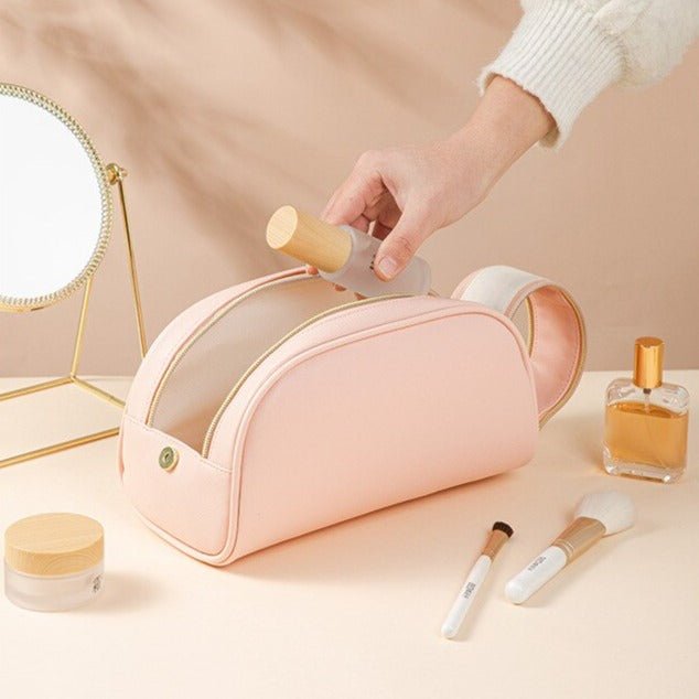 Trousse De Toilette Femme En Peluche Motif Cœur - Avec Poignée - Pour Maquillage, Voyage (rose)