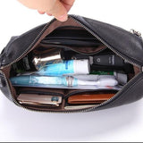 Men's Toiletry Bag in Black Leather Deep Forest™