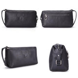 Men's Toiletry Bag in Black Leather Deep Forest™