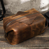 Trousse de Toilette Cuir Personnalisable Marron