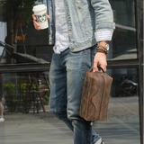 Saco de toilette em pele castanha