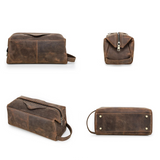 Saco de toilette em pele castanha
