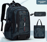 Zaino da cabina mimetico nero in SET con astuccio e shopping bag abbinati