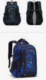 Zaino nero e blu, vista anteriore e posteriore