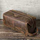 Saco de toilette em pele castanha