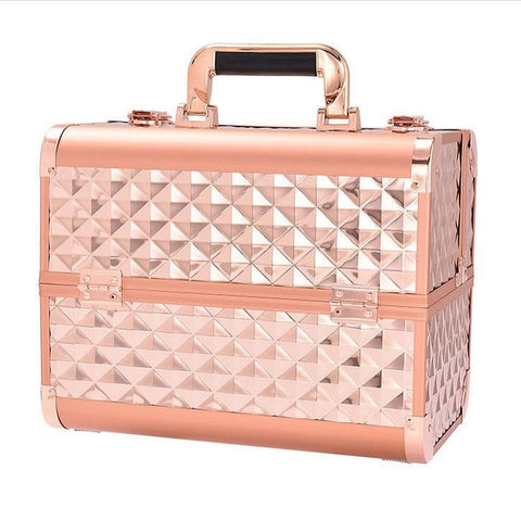 Mallette de maquillage rose gold vue de profil – Mallette de Maquillage Rose Gold | Sogaïa