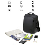 Contenu du sac à dos : ordinateur, tablette, parapluie, livres et accessoires