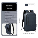 Sac à dos ordinateur homme bleu marine, 45 x 30 x 10 cm