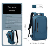 Sac à dos ordinateur homme bleu, 45 x 30 x 10 cm