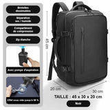 Dimensions du sac à dos sous vide : 45 x 30 x 20 cm, avec pompe d'aspiration