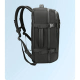 Sac à dos sous vide 45x30x20 vu de profil, bretelles et sangles de compression