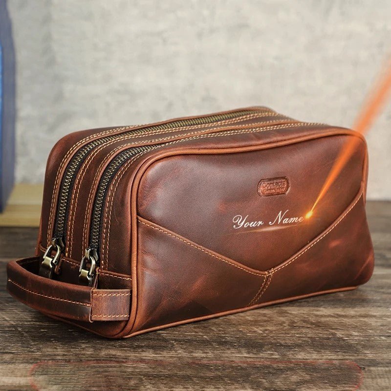 Trousse de toilette en cuir Marron