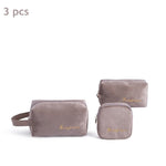 Trousse de Toilette Velours Femme Kaki