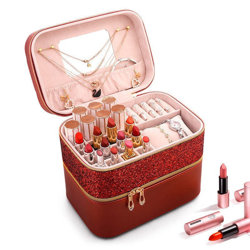 Coffret De Voyage Antler Rose – 3 Pièces – Bagage à Main Vanité Maquillage – PVC