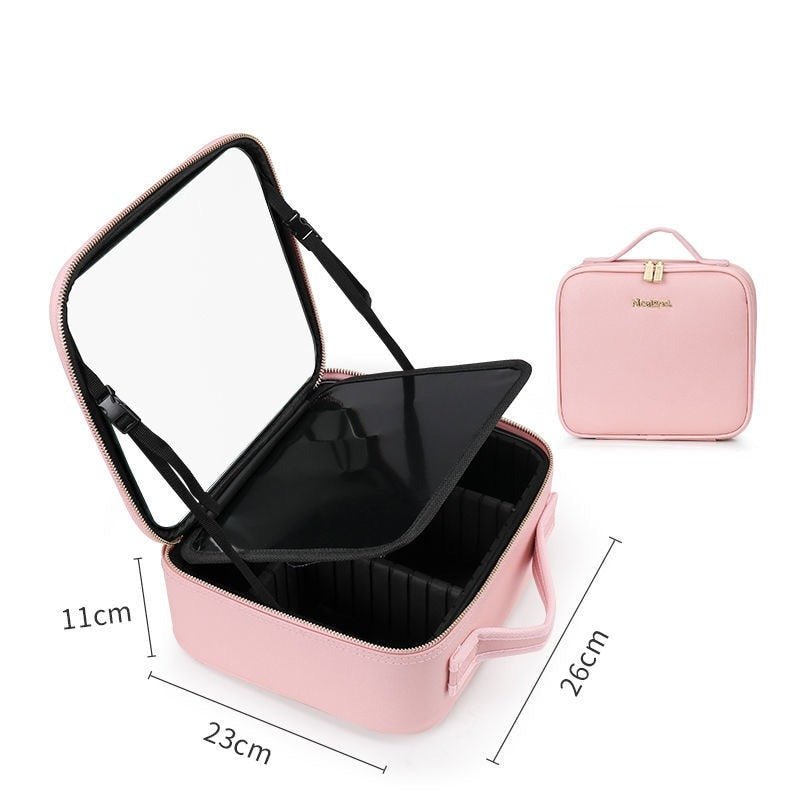 Mallette De Maquillage Avec Lumière LED & Miroir - Organisation Pro, Grand Format, Couleur Or Rose - Parfaite Pour Voyage Et Rangement - 4