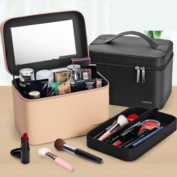 Gadpiparty Valise Maquillage Mini Sac Portable Pour Femme - Étui Organisateur Compact De Voyage Gris 20x12cm