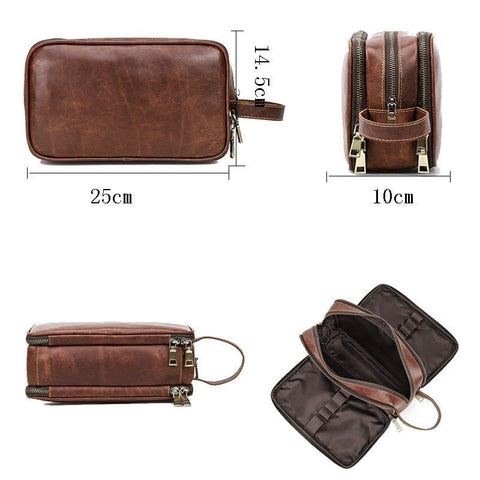 MOCOCITO Trousse De Toilette Cuir PU - Sac De Toilette Voyage Unisexe 24x14x7cm Grande Capacité - Noir